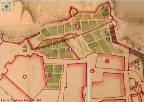 Jardin gouverneur plan de Tardif 1708